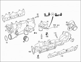 Впускной коллектор правый (A642090773780) для Mercedes Benz