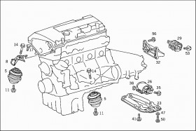Подушка двигателя задняя (опора акпп) (A2122400418) для Mercedes Benz