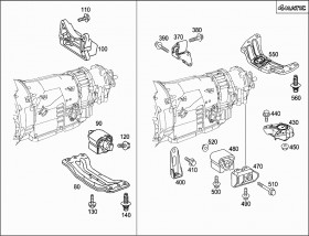 Подушка двигателя задняя (опора акпп) (A2122400418) для Mercedes Benz