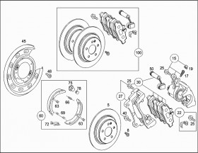 Тормозные диски и колодки задние (A6394200301) для Mercedes Benz