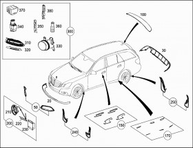 Спойлер заднего бампера с диффузором (A2128840208) для Mercedes Benz